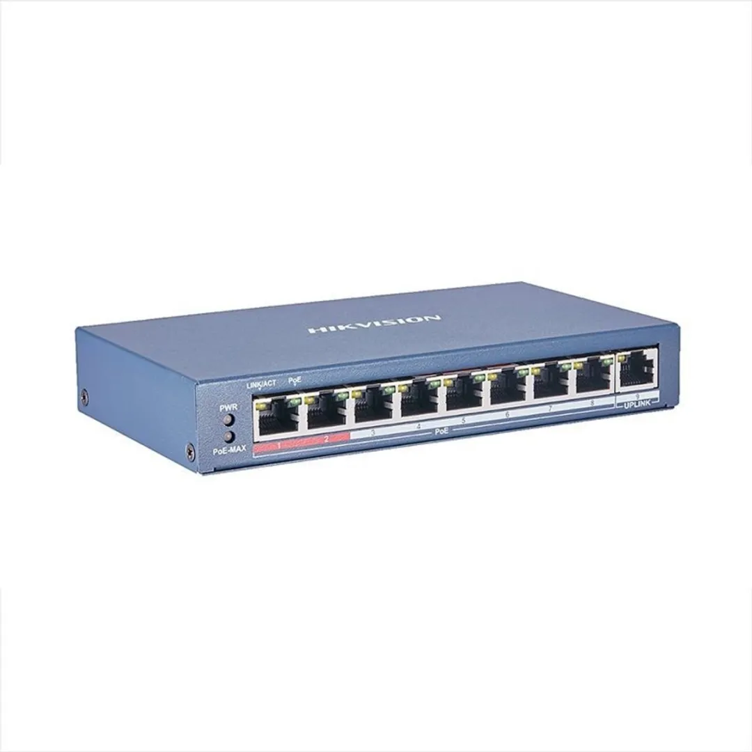 Hikvision DS-3E0109P-E/M Smart Switch 9 Poorten - 8x PoE 60W - Blauw