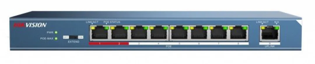 Hikvision DS-3E0109P-E/M Smart Switch 9 Poorten - 8x PoE 60W - Blauw