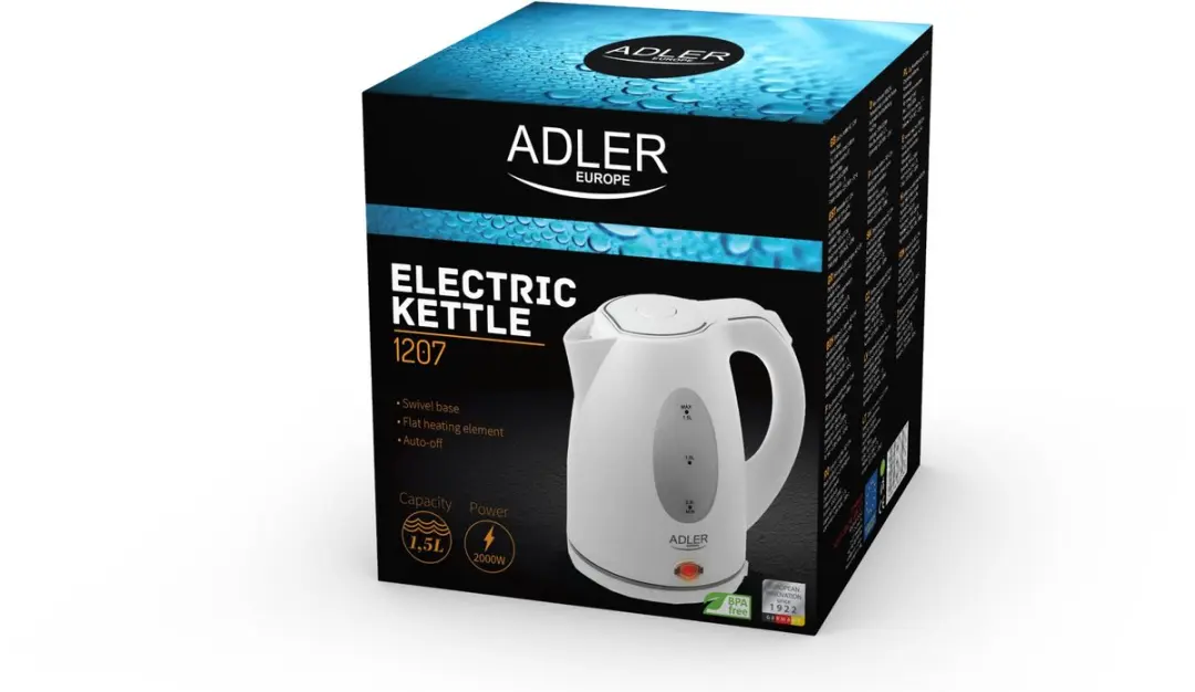 Adler AD 1207 Waterkoker - 2000W - 1.5L - Wit - afbeelding 2 van 6