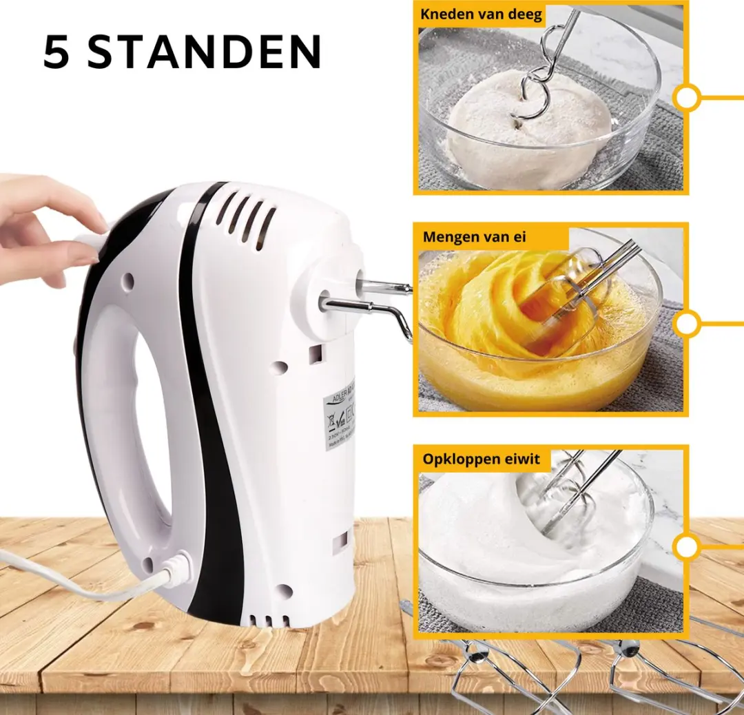 Adler AD 4205 Handmixer - 300W - Zwart - afbeelding 2 van 6