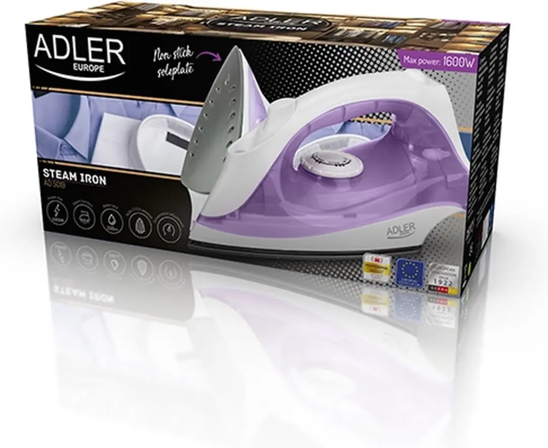 Adler AD 5019 Stoomstrijkijzer - 1600W - Paars - afbeelding 6 van 6