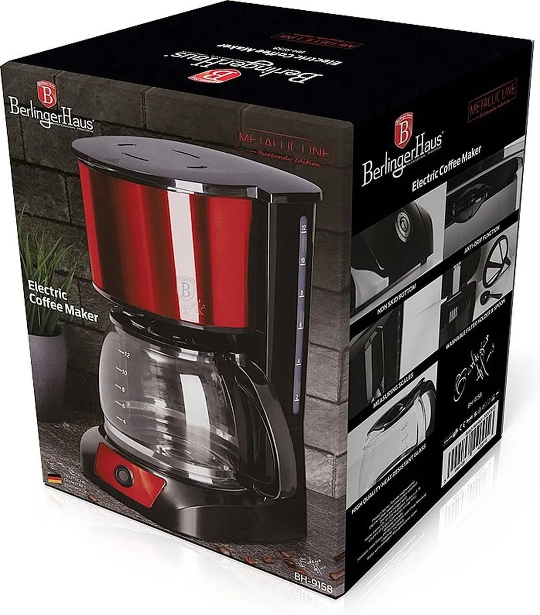 BerlingerHaus BH-9158 Koffiezetapparaat - Rood - afbeelding 4 van 4