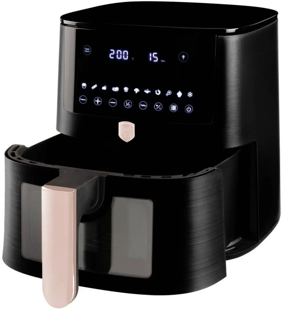 BerlingerHaus BH/9604 Airfryer 8L 1650W - Zwart/Rose gold - afbeelding 3 van 4