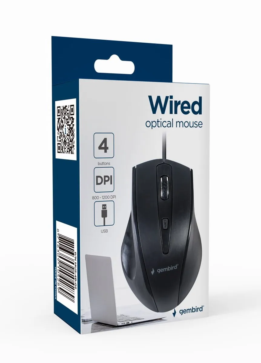 Gembird Muis Bedraad MUS-4B-02 - 4 Knoppen - Zwart