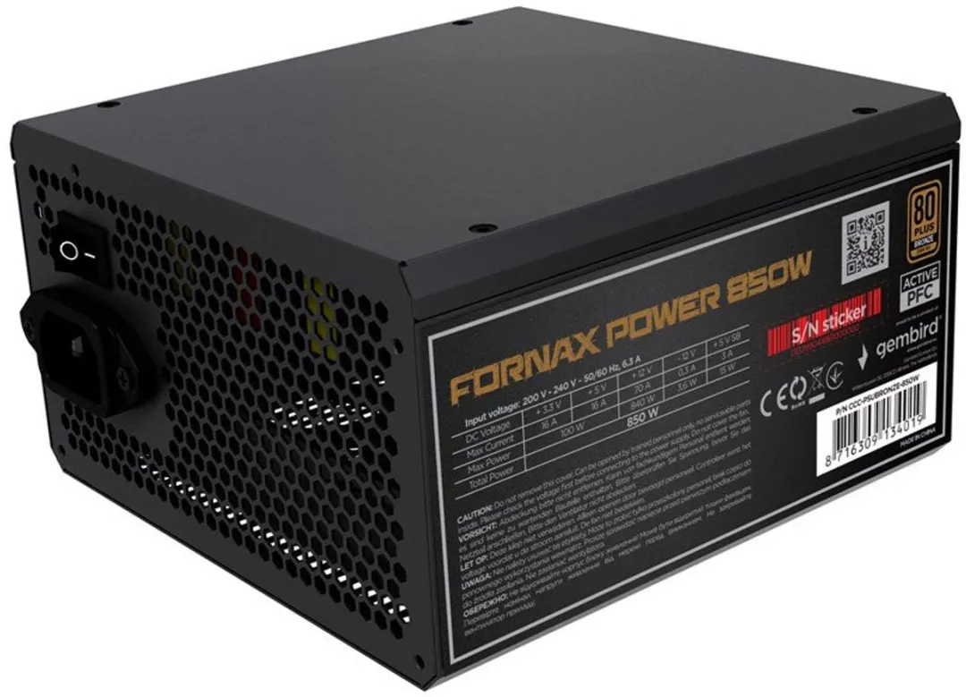 Gembird Fornax Power 850W CCC-PSUBRONZE Voeding