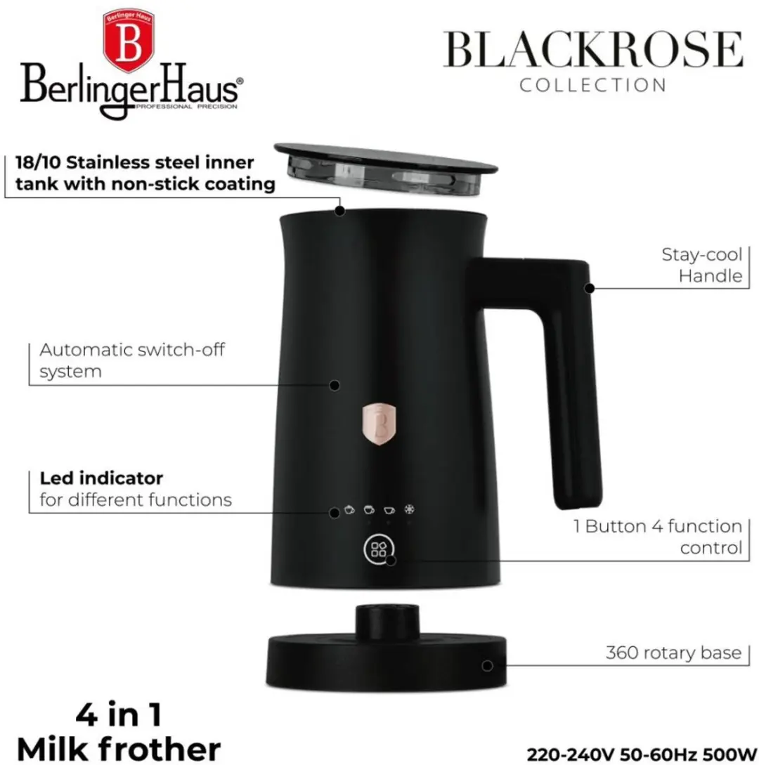 BerlingerHaus Melkopschuimer BH-9927 - Zwart Roségoud - afbeelding 3 van 6