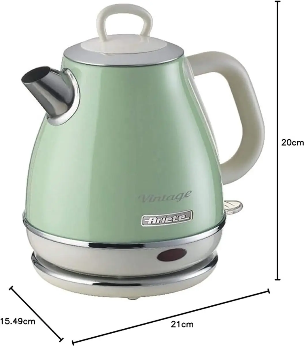 Ariete 2868/04 - Vintage waterkoker - 1 liter inhoud - 1630 Watt - draadloos - Groen - afbeelding 4 van 6