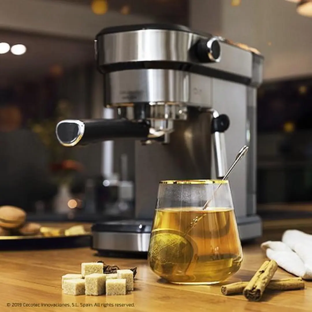 Cecotec Espressomaschine Cafelizzia 790 Steel für Espressos und Cappuccinos. 1350 W, Portafilterarm mit Doppelauslauf und zwei Filtern, 20 Bar Druck, abnehmbarer 1,2-Liter-Tank, Edelstahl - afbeelding 5 van 6
