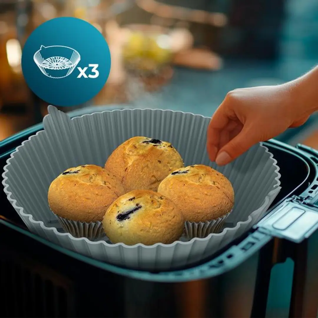 Cecotec Packung mit 3 runden Silikonformen für Airfryer Cecofry Bucket Pack Acc