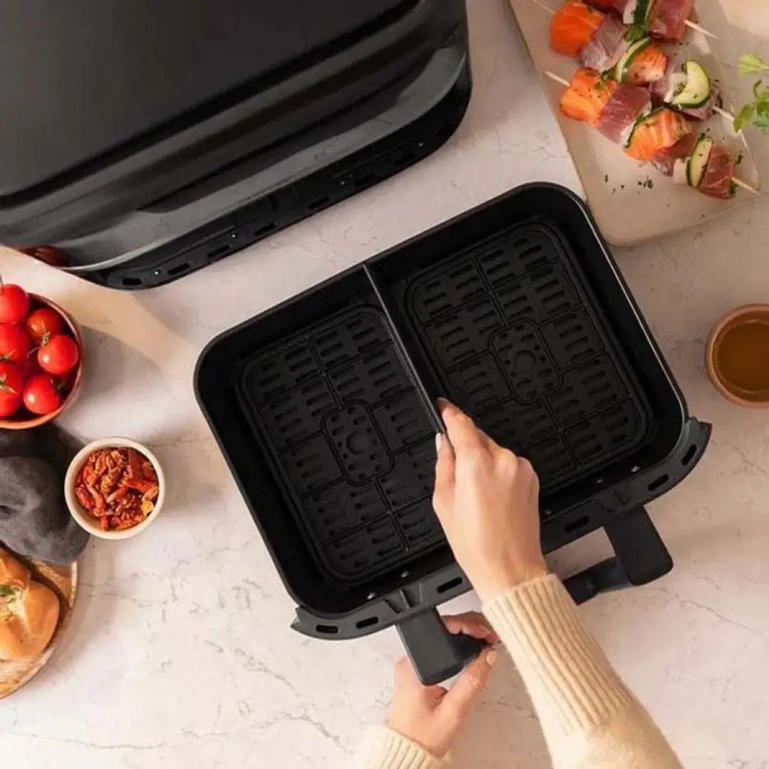 Cecotec Heißluftfritteuse 9 L CecoFry Advance Double. 2850 W, Kompakte, Digitale und ölfreie Diätfritteuse, zwei Körben mit Doppelter Temperatur und PerfectCook-Technologie - afbeelding 4 van 6