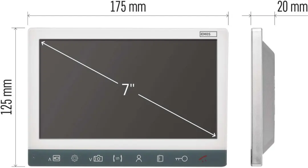 EMOS 7-inch LCD-scherm voor de EM-10AHD-videotelefoon, H3015 - afbeelding 5 van 6