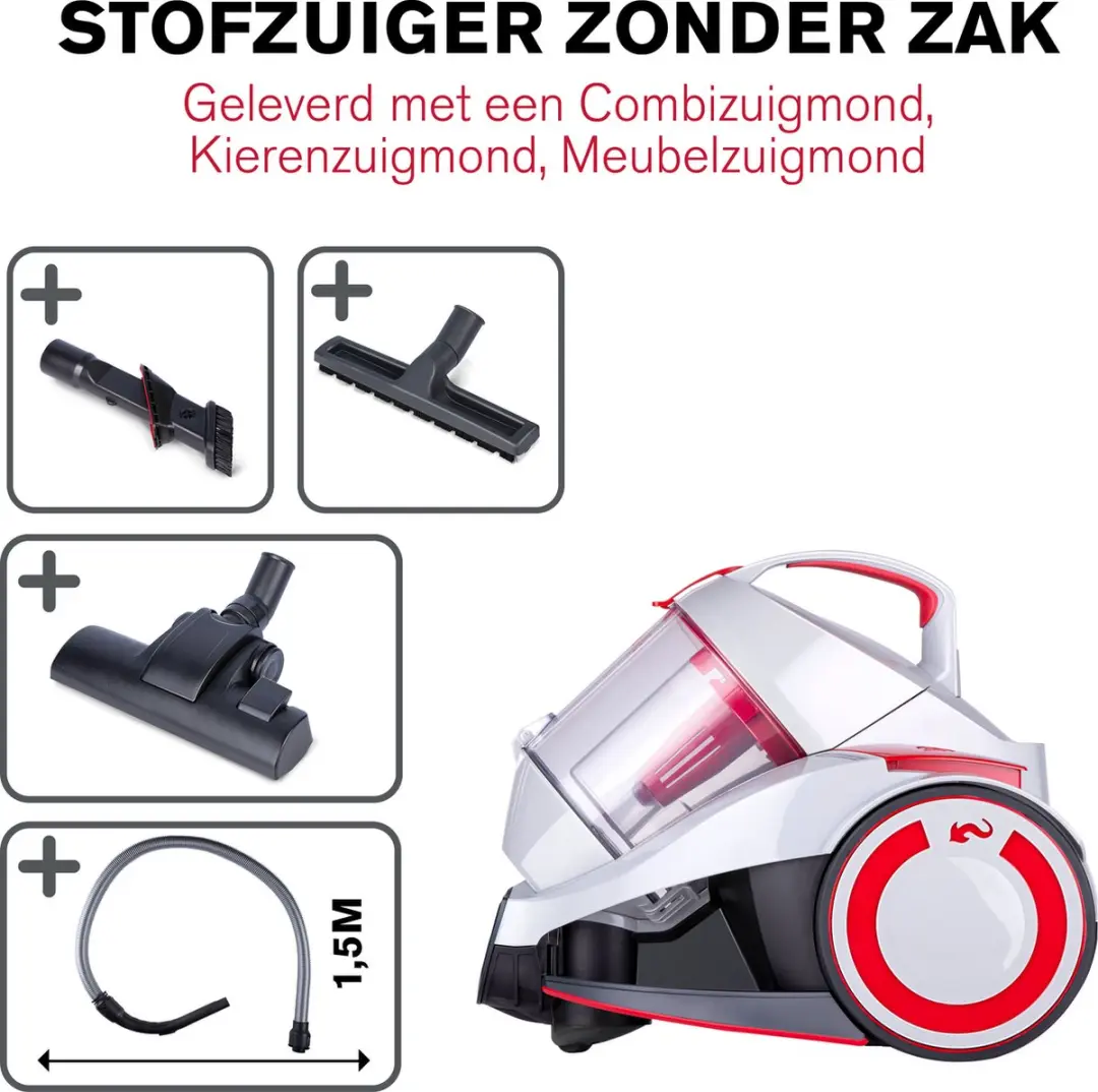 Dirt Devil DD2502 Cycloon Stofzuiger - 700W - Grijs/Rood - afbeelding 2 van 6