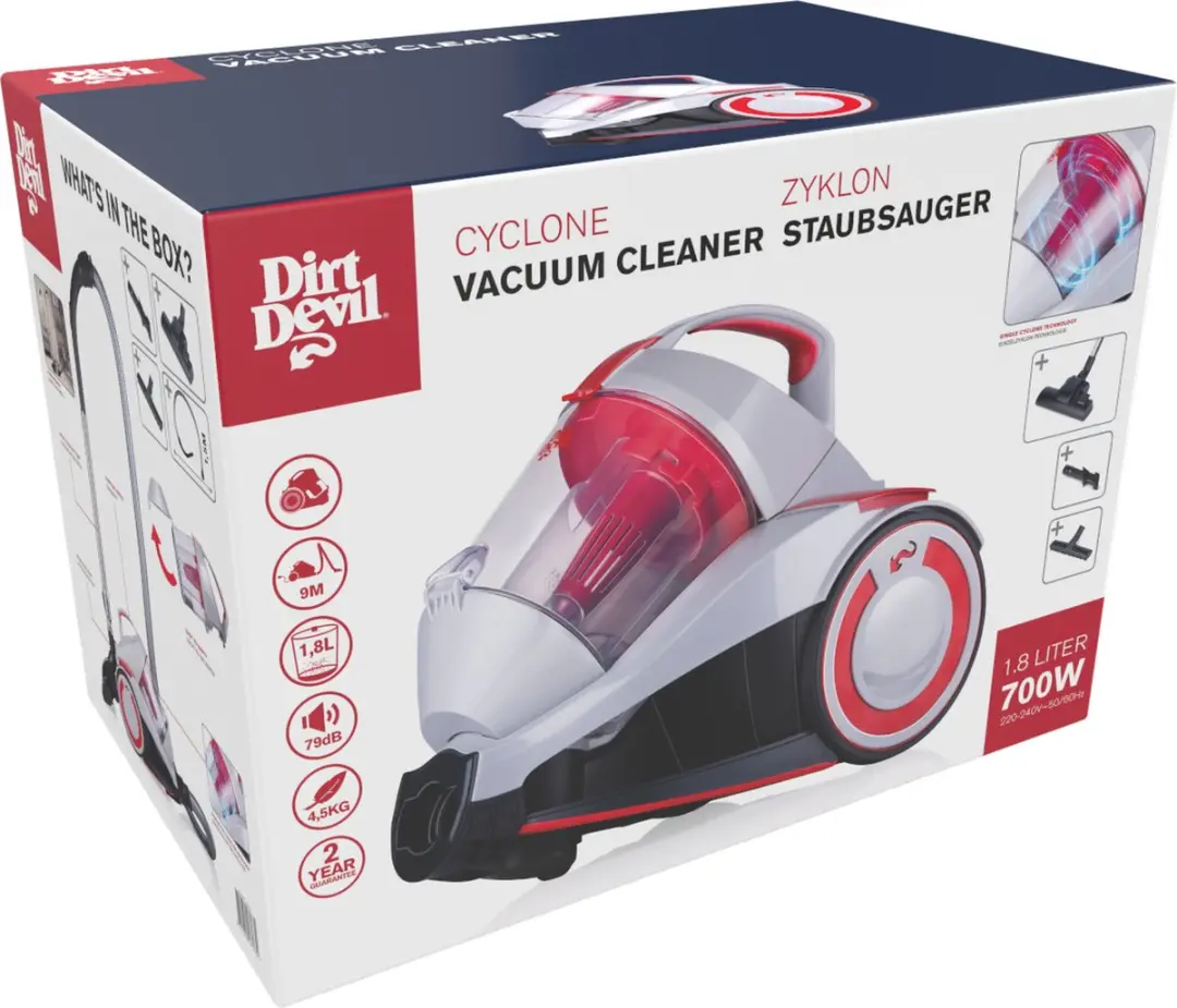 Dirt Devil DD2502 Cycloon Stofzuiger - 700W - Grijs/Rood - afbeelding 4 van 6