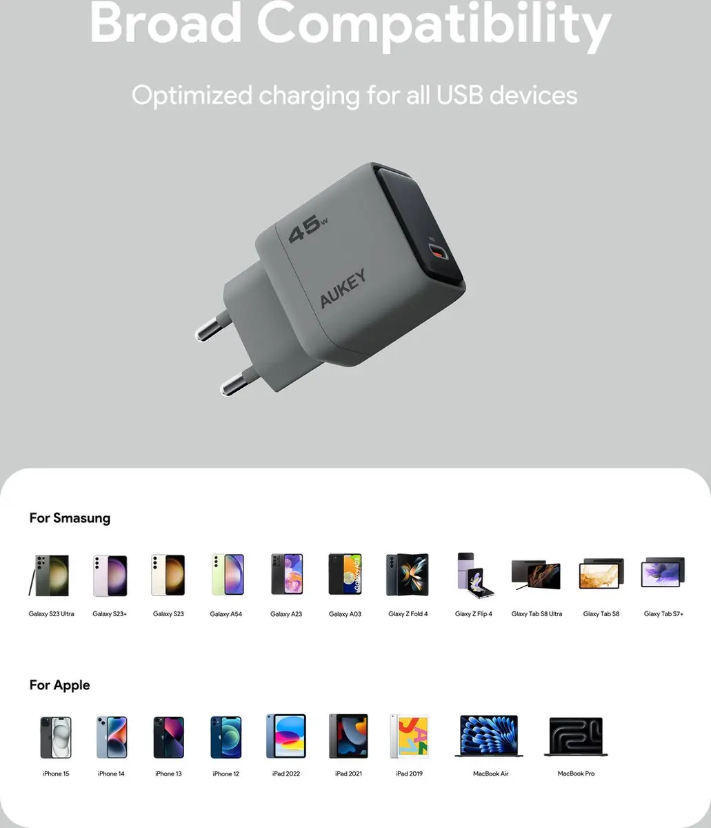 Aukey Comet PA-C2 Wandoplader 45W