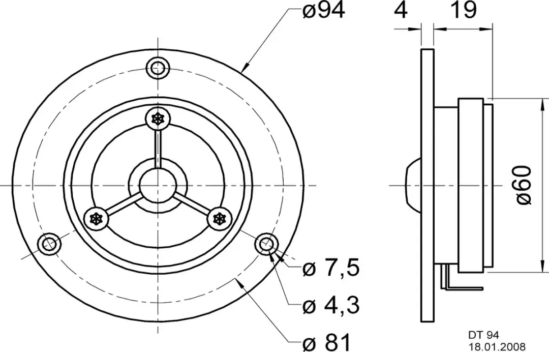 Visaton VS-DT94/4 Dome Tweeter 20mm - 4 Ohm - afbeelding 3 van 6