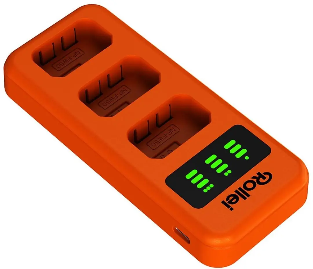 Rollei 20072 Lader voor 3x Sony NP-FW50 accu - Oranje - afbeelding 2 van 4