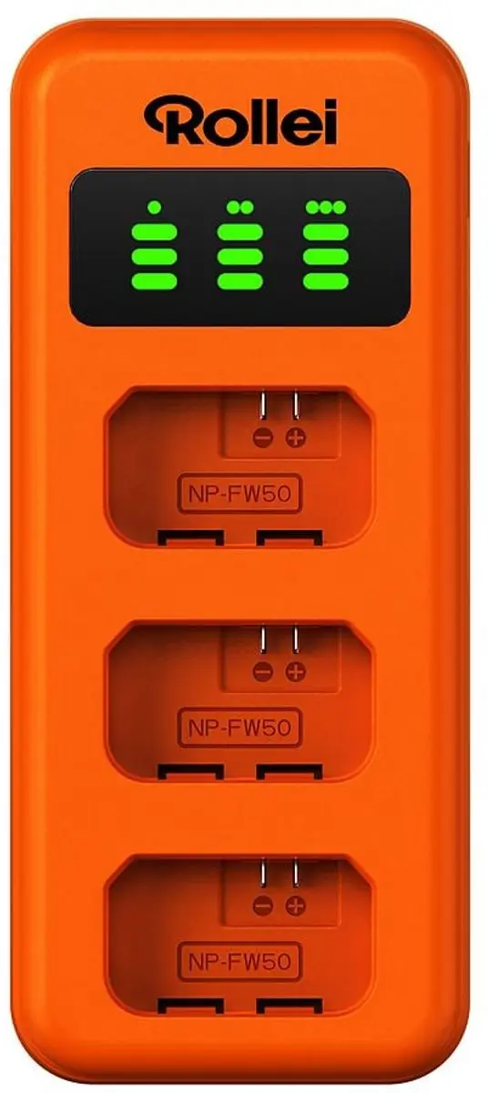 Rollei 20072 Lader voor 3x Sony NP-FW50 accu - Oranje - afbeelding 4 van 4