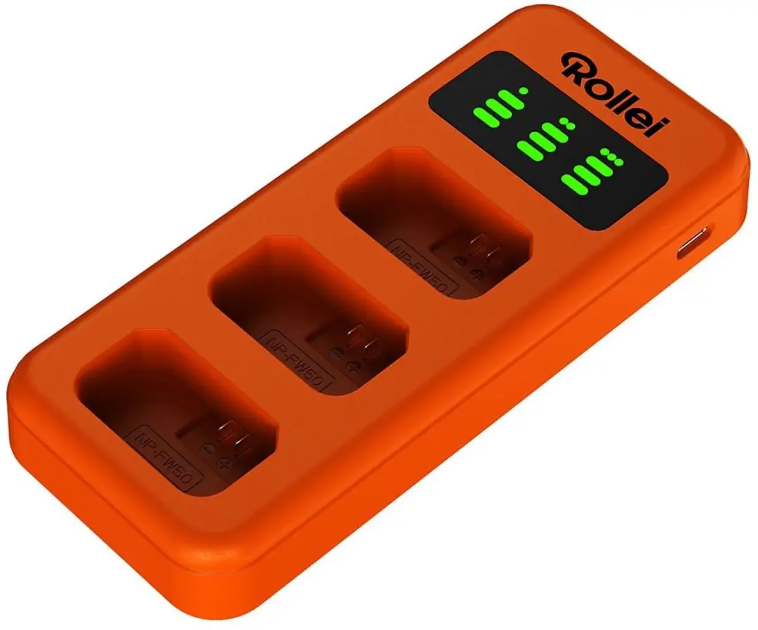Rollei 20072 Lader voor 3x Sony NP-FW50 accu - Oranje - afbeelding 3 van 4
