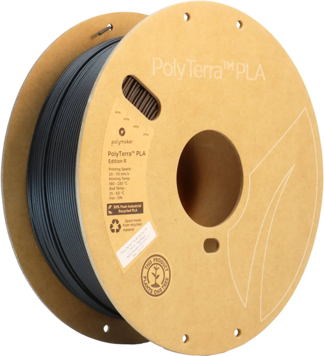 Polymaker PLA Mat 1.75mm 1000g Zwart - Gerecycled