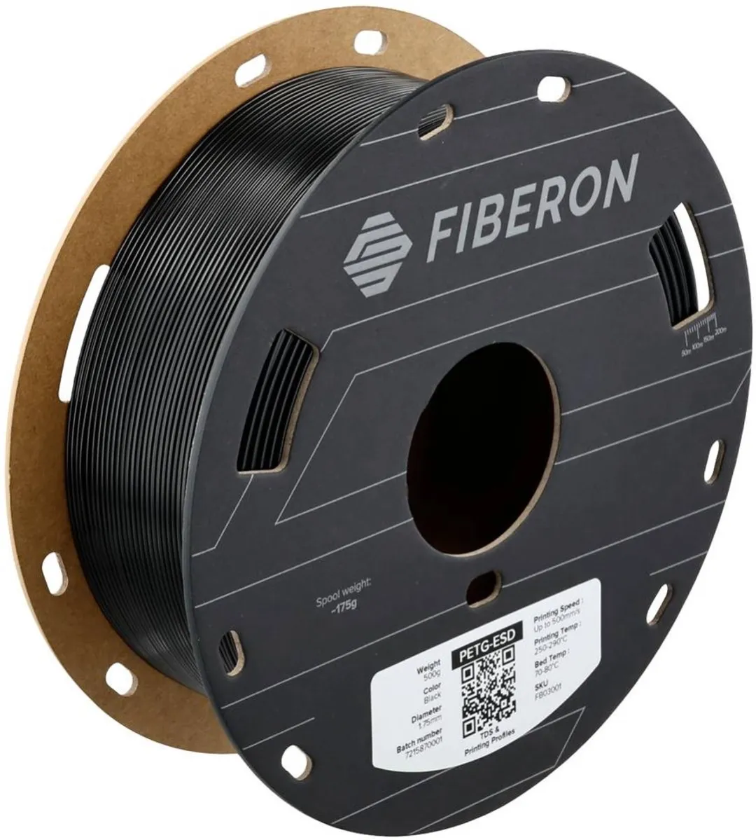 Polymaker Fiberon PETG-ESD Filament 1.75mm 500g - Zwart