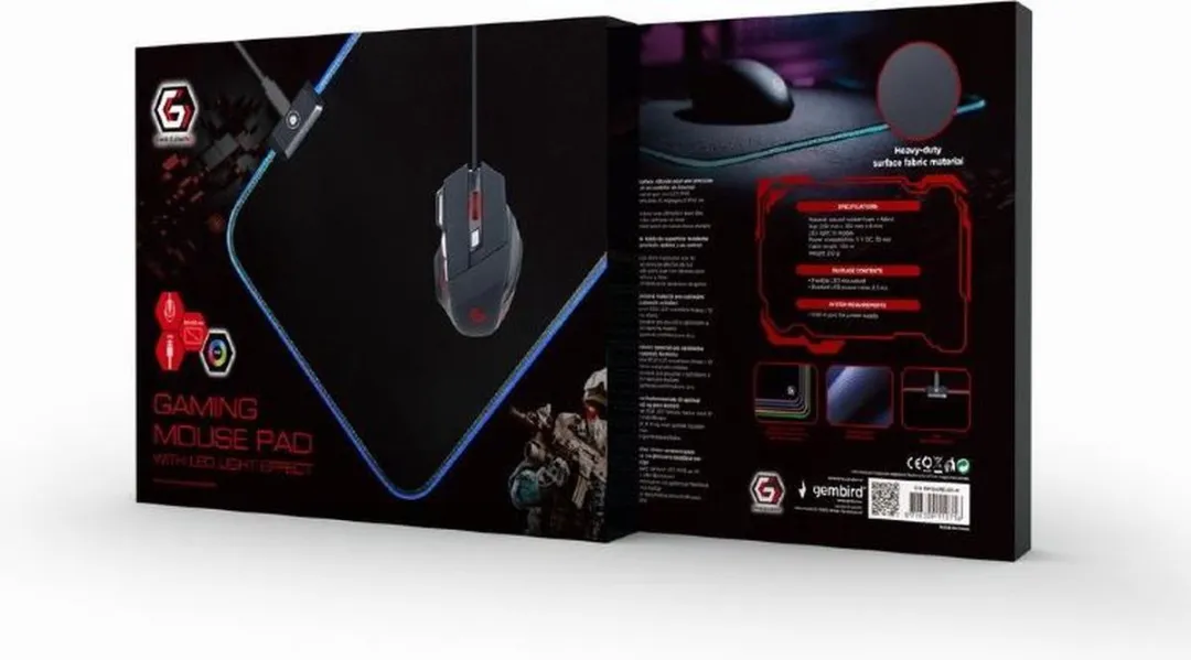 Gembird Gaming Muismat met LED MP-GAMELED-M - Zwart