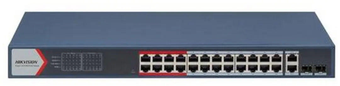 Hikvision DS-3E1326P-EI(B) Netwerkswitch - 24x PoE Fast Ethernet - 370W - Blauw