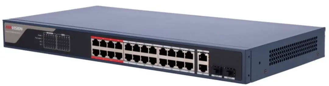 Hikvision DS-3E1326P-EI(B) Netwerkswitch - 24x PoE Fast Ethernet - 370W - Blauw