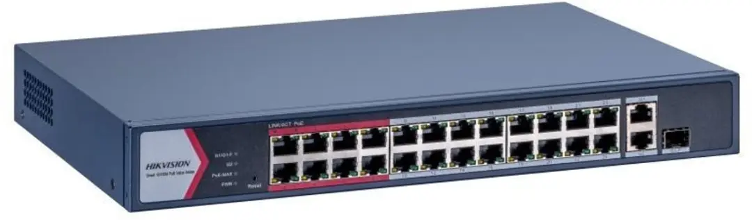 Hikvision DS-3E1326P-EI(B) Netwerkswitch - 24x PoE Fast Ethernet - 370W - Blauw