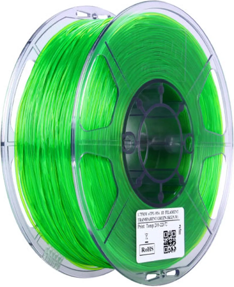 ESUN Transparant Groen eTPU-95A Filament 1,75mm 1kg