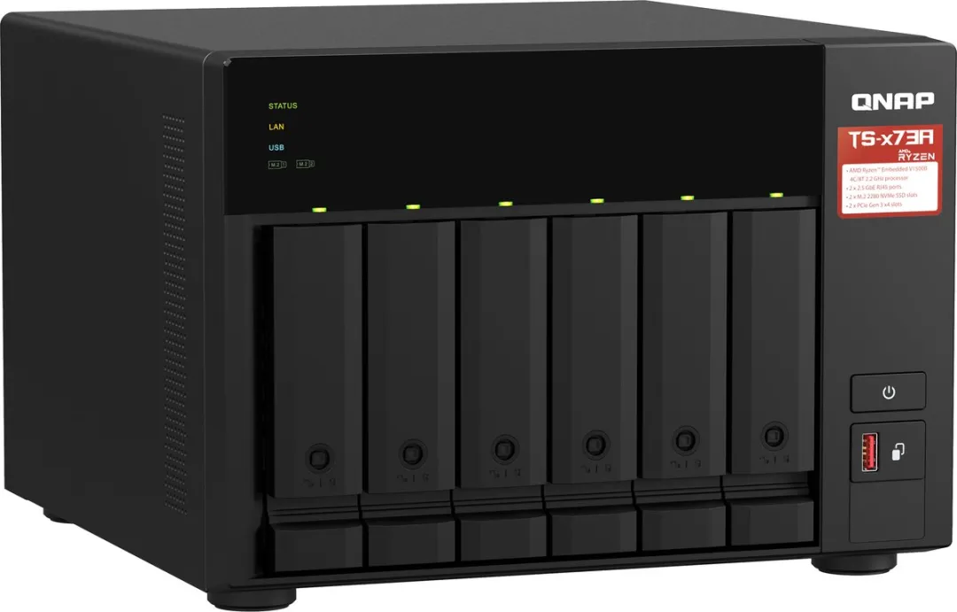 QNAP TS-673A NAS-Server 6 Schijven - AMD Ryzen V1500B - Zwart - afbeelding 6 van 6