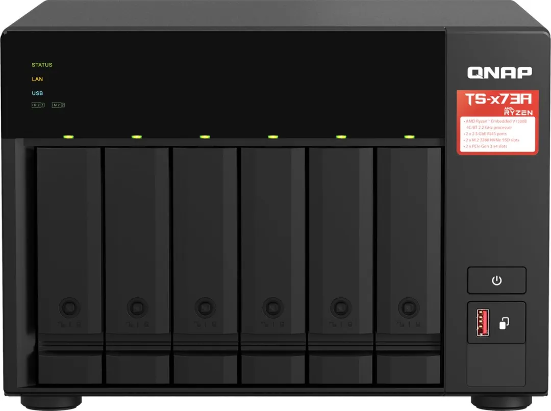 QNAP TS-673A NAS-Server 6 Schijven - AMD Ryzen V1500B - Zwart