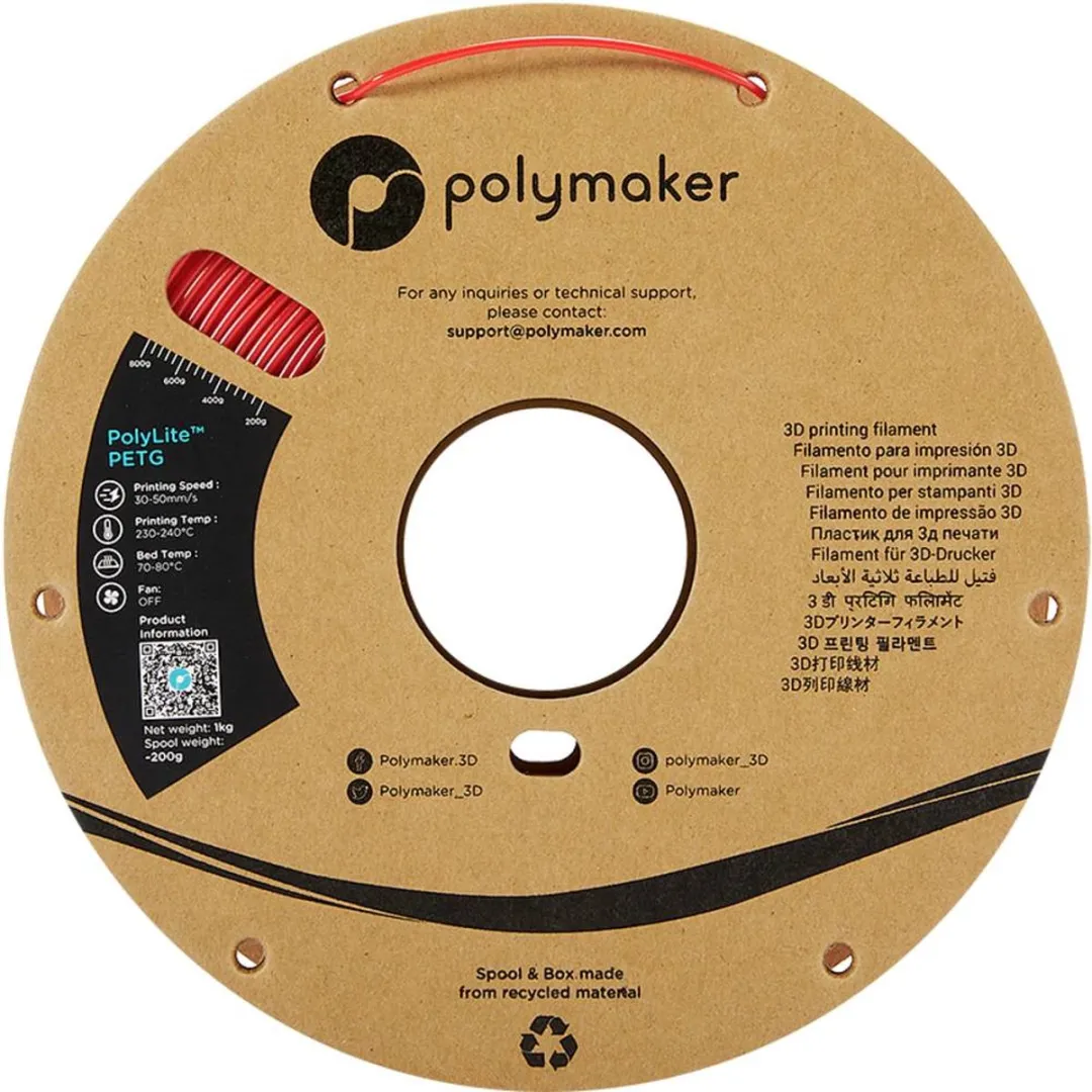 Polymaker PolyLite PETG Filament 1.75mm - 1000g Rood