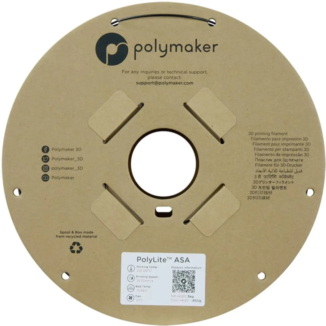 Polymaker PolyLite ASA UV-bestendig Filament 1.75mm 3kg - Zwart