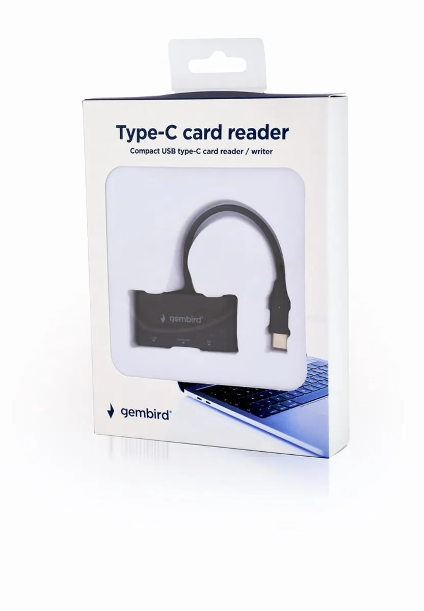Gembird UHB-CR3-02 USB Cardreader - 2 Sleuven - USB-C/USB-A - Zwart