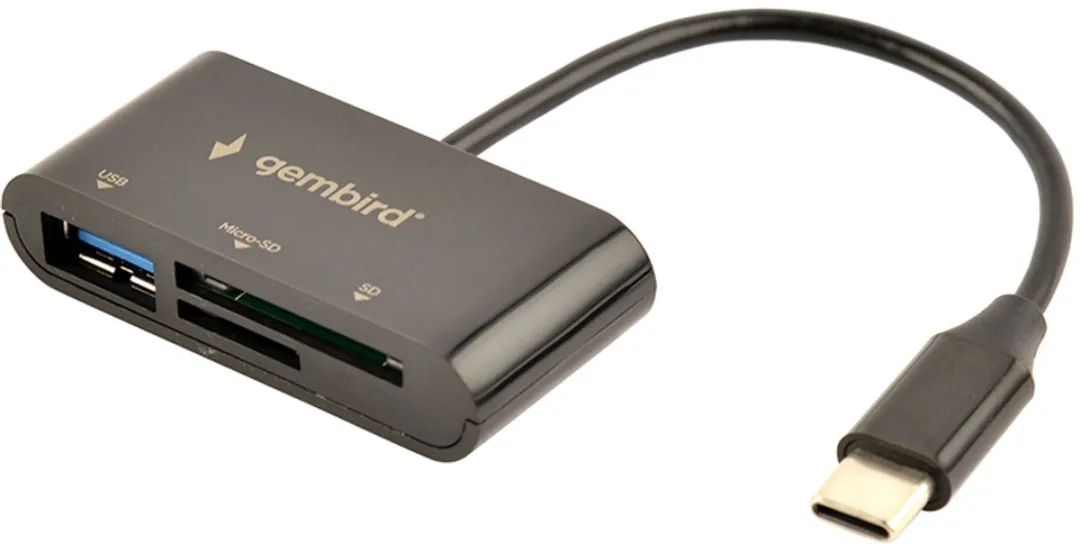 Gembird UHB-CR3-02 USB Cardreader - 2 Sleuven - USB-C/USB-A - Zwart - afbeelding 6 van 6