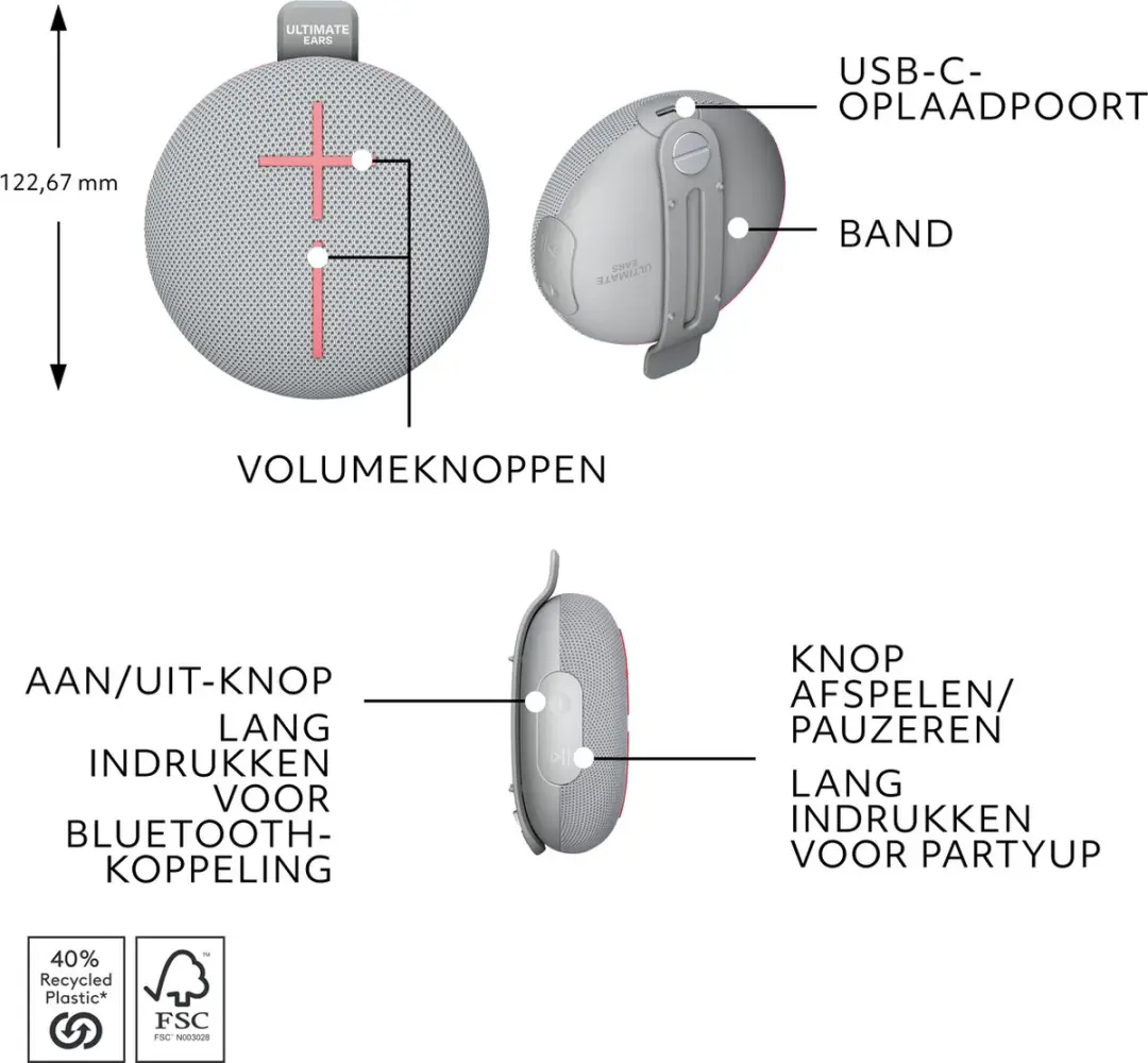 Ultimate Ears MINIROLL 984-002027 Draadloze Speaker - Grijs - afbeelding 5 van 6