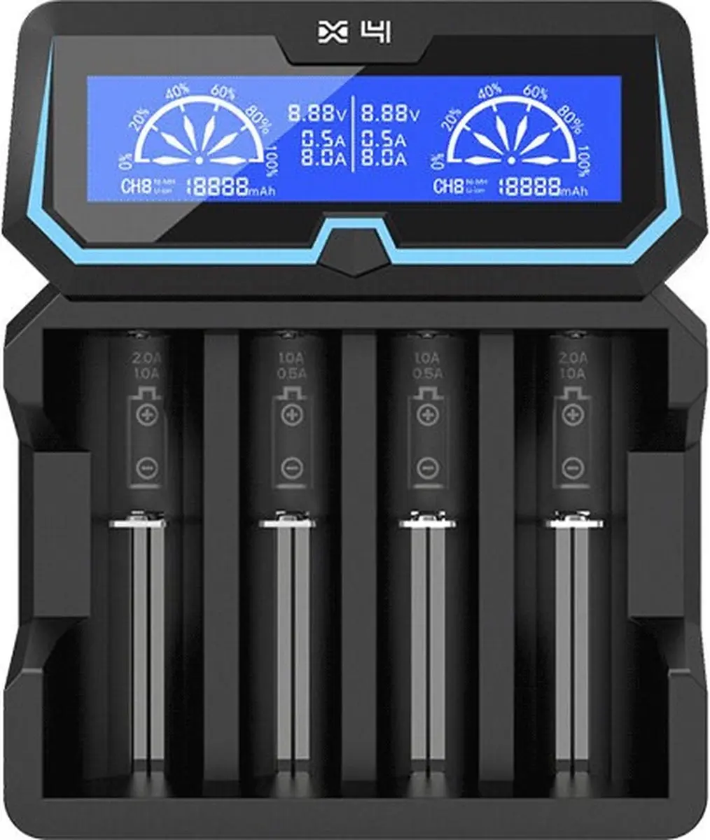 Xtar X4 BAT-Recharge Batterijlader - 4 Slots - Zwart - afbeelding 6 van 6