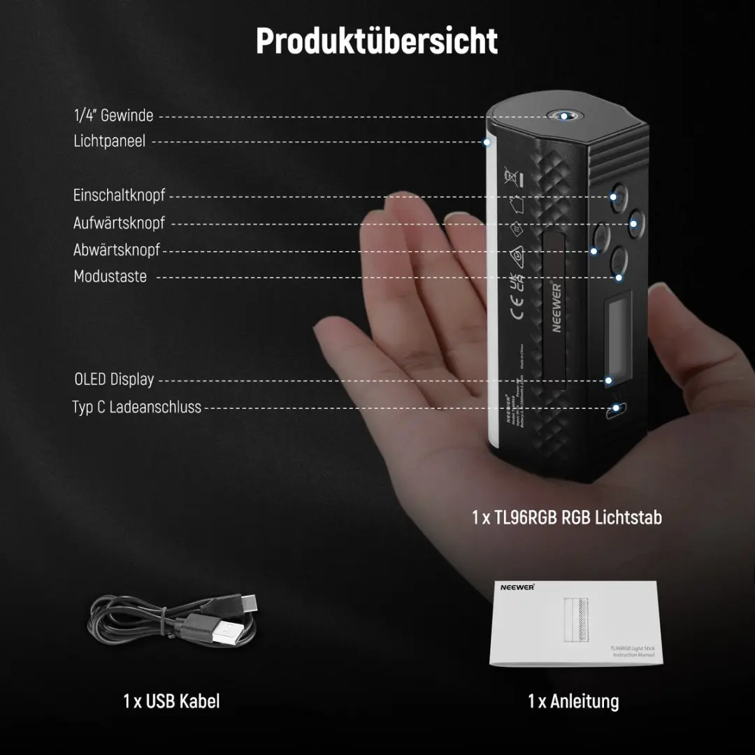 Neewer TL96RGB LED Lamp - 6W - Zwart - afbeelding 3 van 6