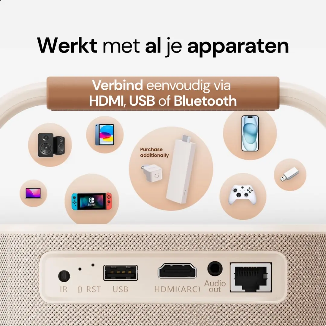 Yaber T2 Plus Beamer met Google TV - Full HD 1080P - Beige - afbeelding 5 van 6