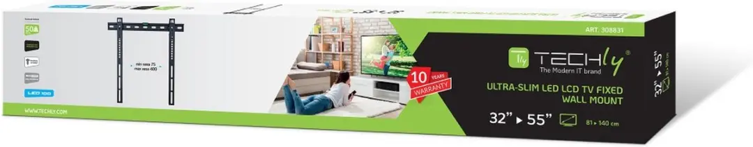 Techly ICA-PLB 140M TV Muurbeugel 32-55 inch - Zwart - afbeelding 3 van 6