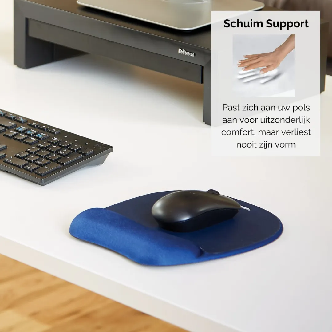 Fellowes Muismat met polssteun Blauw - Memoryfoam - afbeelding 6 van 6