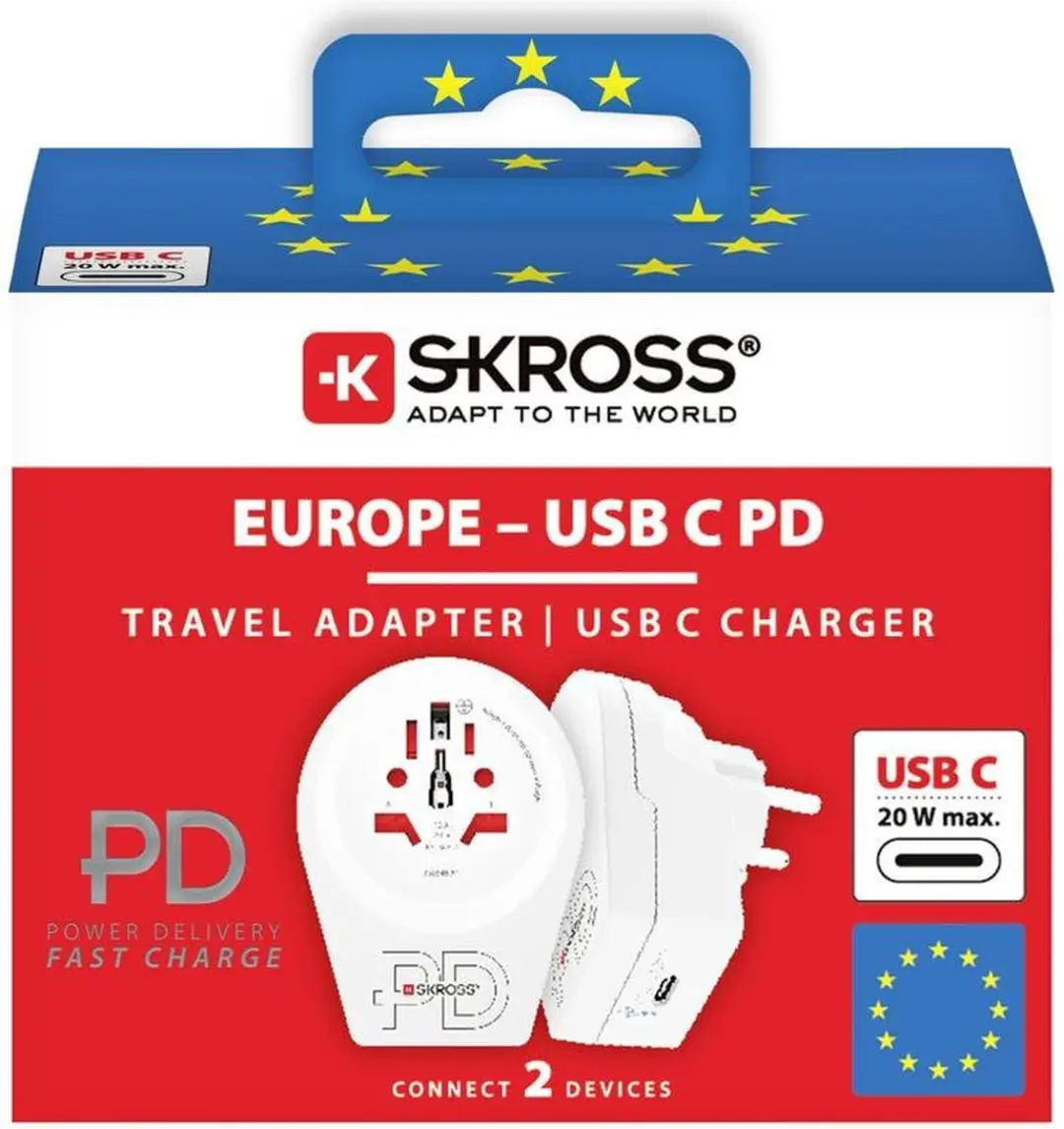 Skross Reisadapter Wereld naar Europa 16A - USB-C - afbeelding 2 van 6