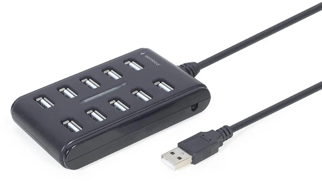 Gembird 10-Poorts USB 2.0 Hub - Zwart