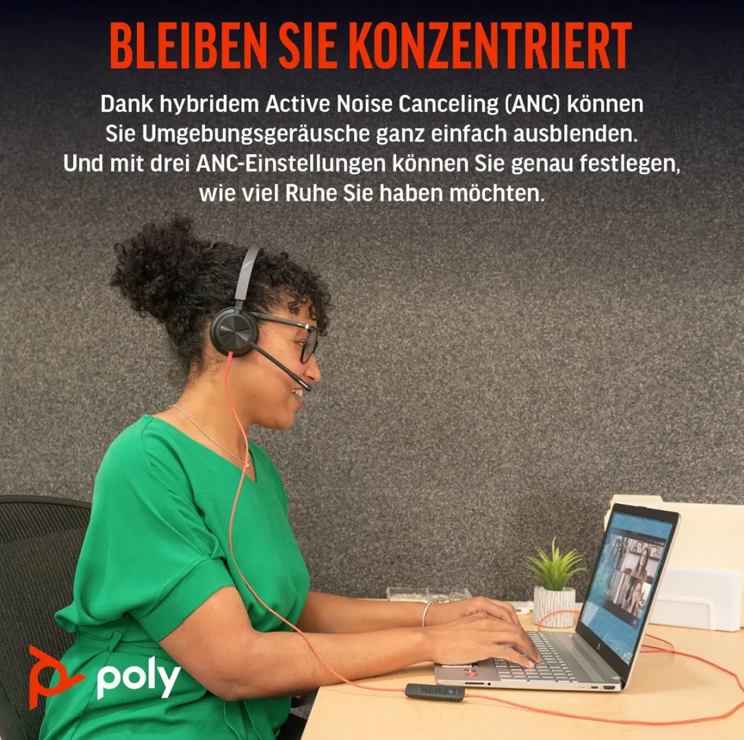HP Poly Blackwire 8225 Headset - Noise Cancelling - Zwart