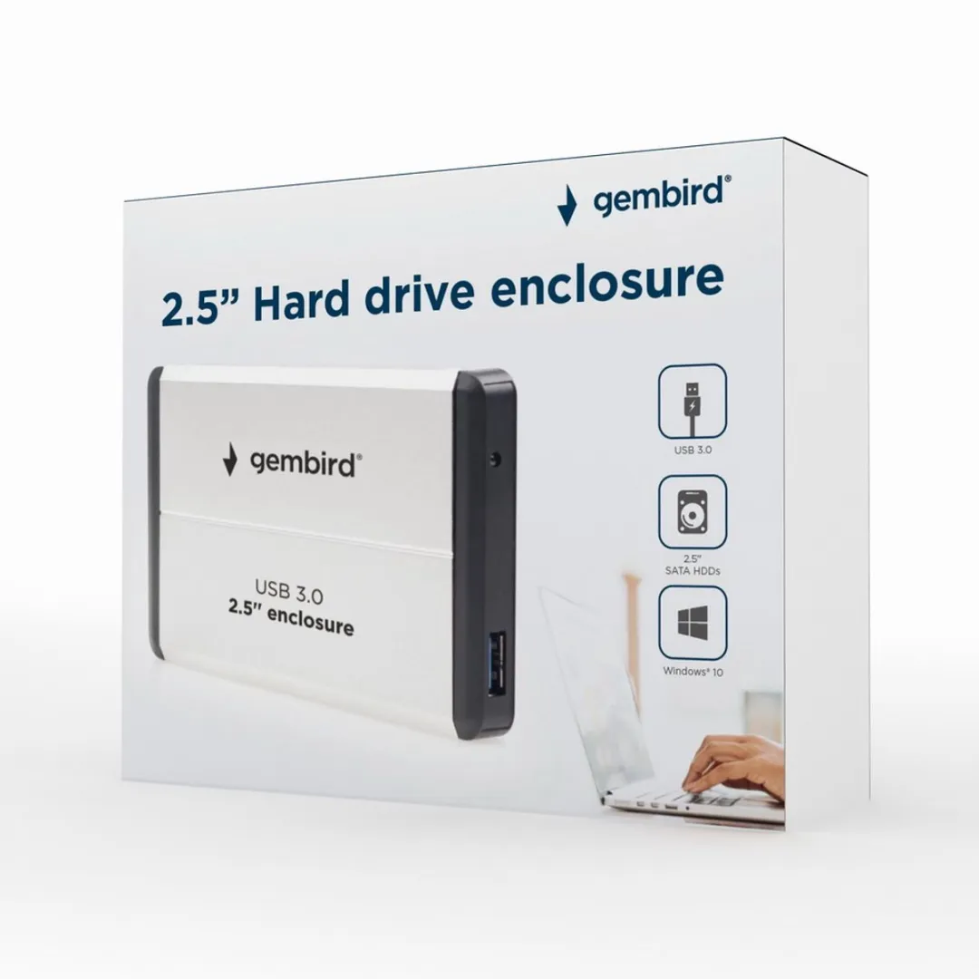 Gembird EE2-U3S-2-S - Harddiskbehuizing, 2.5 inch SATA, USB 3.0
