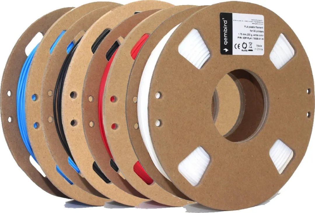 Gembird PLA Filament Combo 1.75mm - 4x200g Wit/Zwart/Blauw/Rood