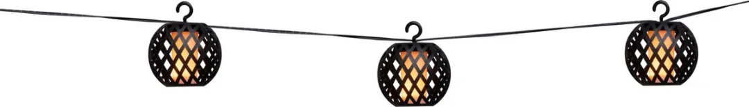 Grundig Zonne-lichtsnoer 10 LED Lampionnen - 12 Lumen - Zwart