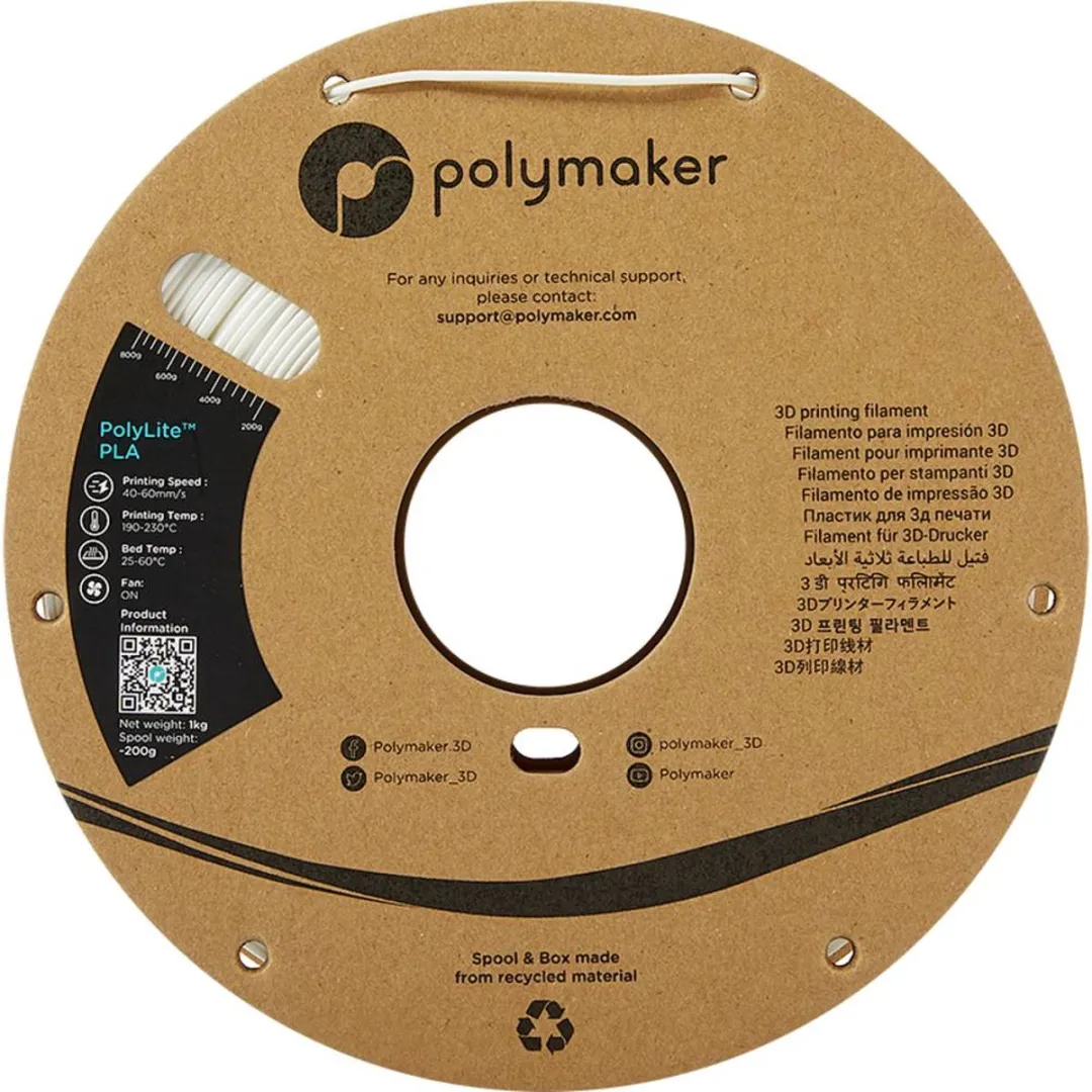 Polymaker PolyLite PLA Filament 1.75mm 1000g - Wit