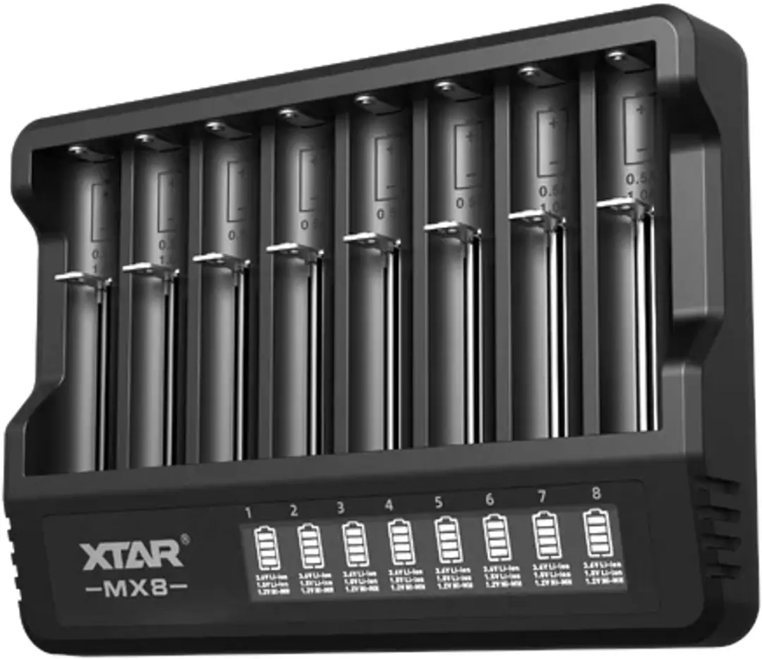 Xtar MX8 Batterijlader - 8 Sleuven - Zwart - afbeelding 3 van 6