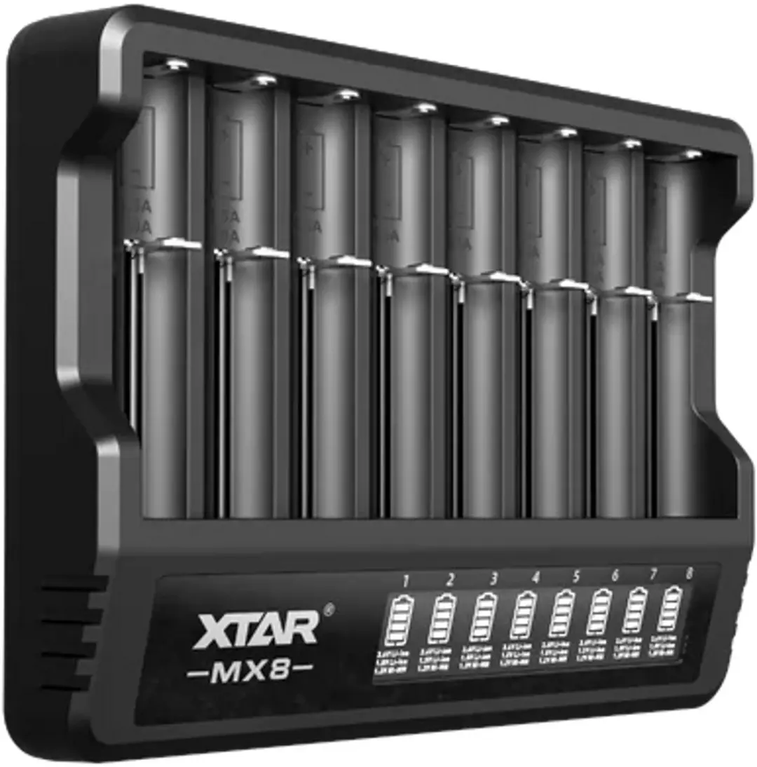 Xtar MX8 Batterijlader - 8 Sleuven - Zwart - afbeelding 6 van 6